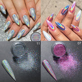 Powder Nails Laser Silver Pink Glitter